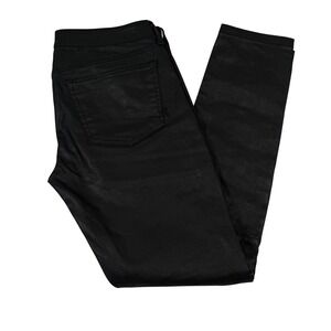 Rich & Skinny Jeans 30 Black Coated Skinny Moto Stretch Denim Biker Goth USA